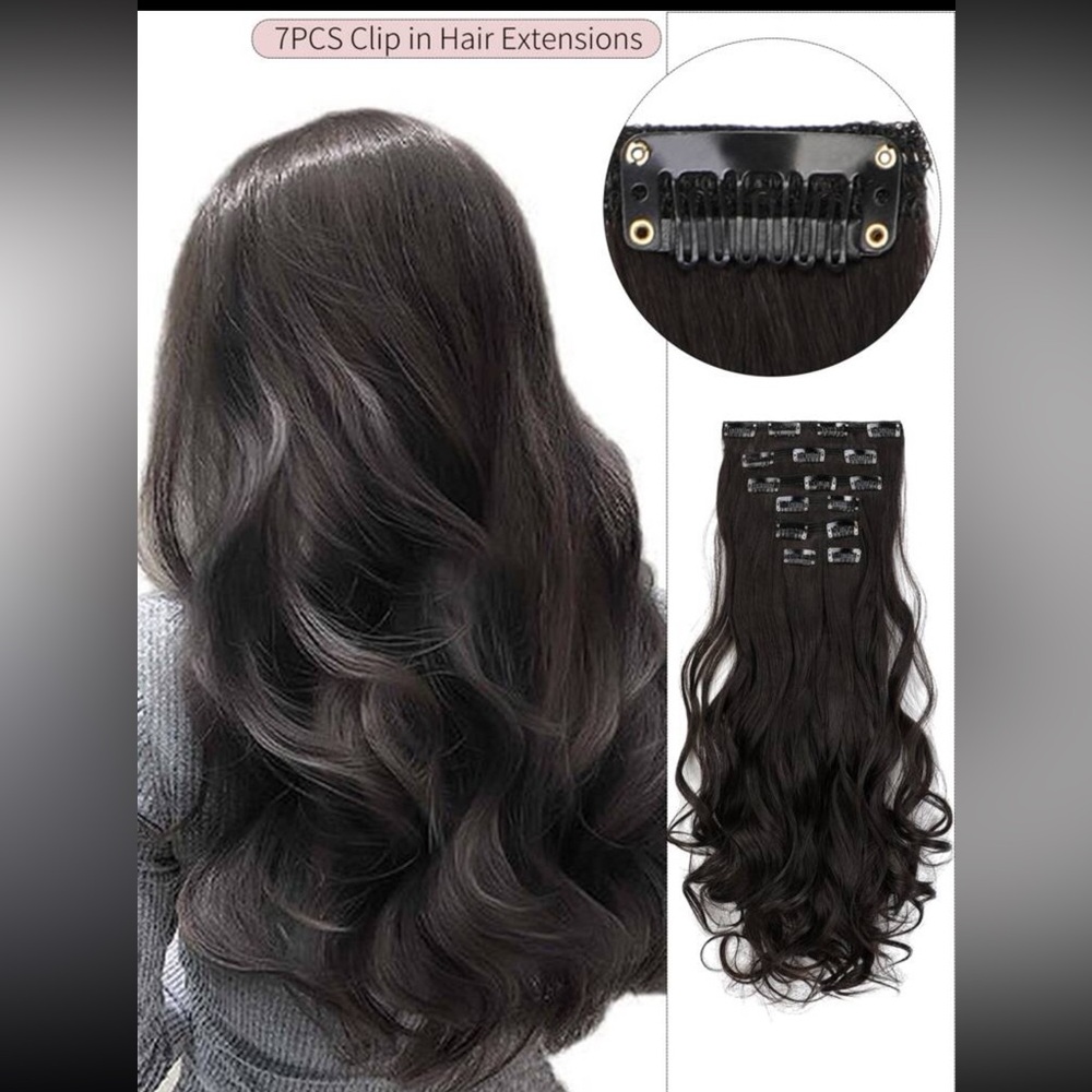 Wig 18 Inch Large Wavy Curly Hair Synthetic Matte High-Temperature Hair 7pcs Set